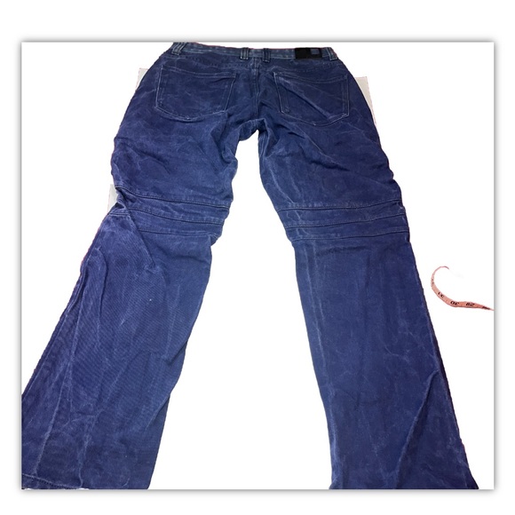 NOIZ Jeans 34 Blue Straight Leg Moto Ribbed Dark Wash Biker Street Faded Men 34 - Picture 5 of 15